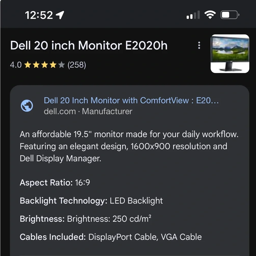 NWT DELL E2020H MONITOR
